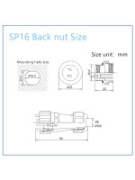 מחבר כבל/פנל מוגן IP68 SP16
